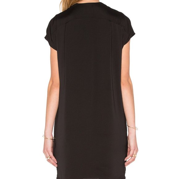 VINCE Black VEE Short Sleeve Caftan Embroidered Shift Dress - Picture 4 of 9